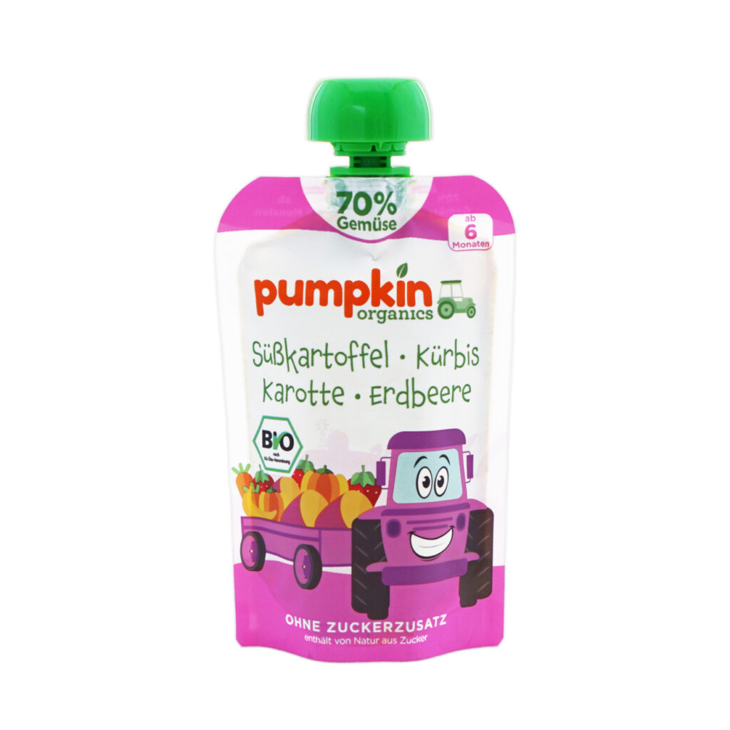 pumpkin organics 野菜70%のピューレ さつまいも・かぼちゃ・にんじん・いちご 6か月から 100g
