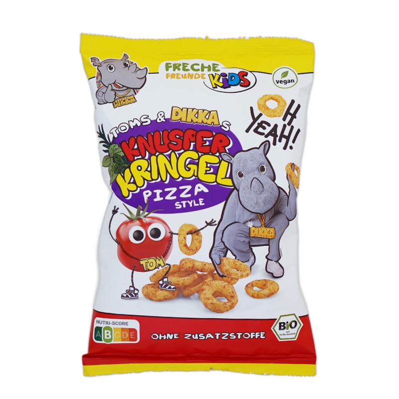 Freche Freunde(フレッヒェフロインデ)サクサクリングスナック ピザ味 小学生向け 70gのパッケージ