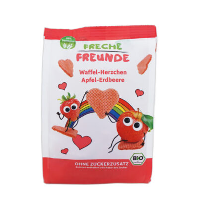 Freche Freunde(フレッヒェフロインデ) ハートのワッフル りんご & いちご 1歳から 25gのパッケージ