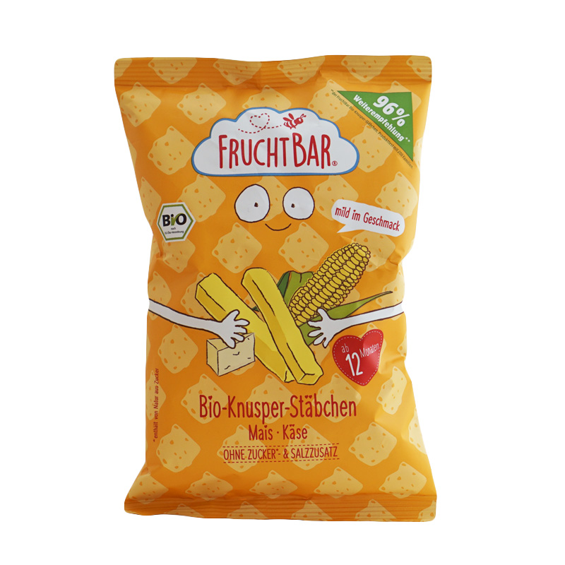 Fruchtbar(フルフトバー)サクサクコーンスティック チーズ味 12か月から 30gのパッケージ
