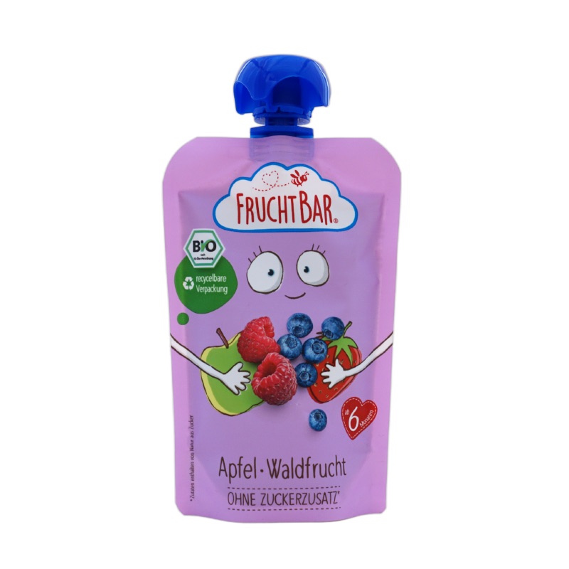 Fruchtbar(フルフトバー)フルーツピューレ りんご・森の果実(ベリー)のパッケージ