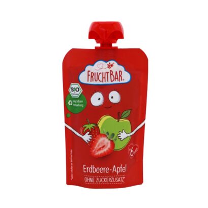 Fruchtbar（フルフトバー）フルーツピューレ いちご・りんご 6か月から 100gのパッケージ