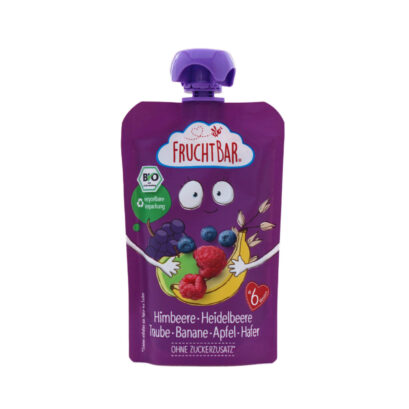 Fruchtbar フルーツピューレ ラズベリー・ブルーベリー・ぶどう・バナナ・りんご・オートミール 6か月から 100gのパッケージ