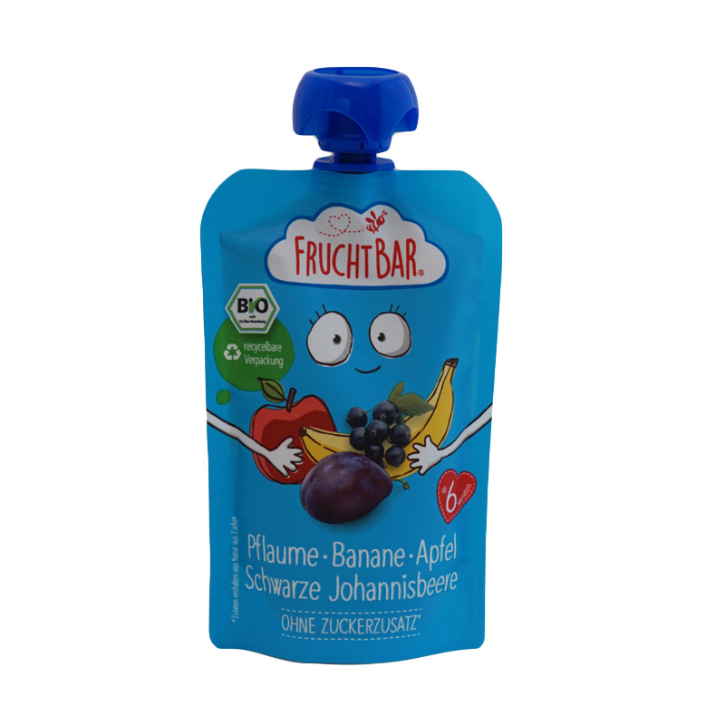 Fruchtbar(フルフトバー)フルーツピューレ プラム・バナナ・りんご・カシス 6か月から100gのパッケージ