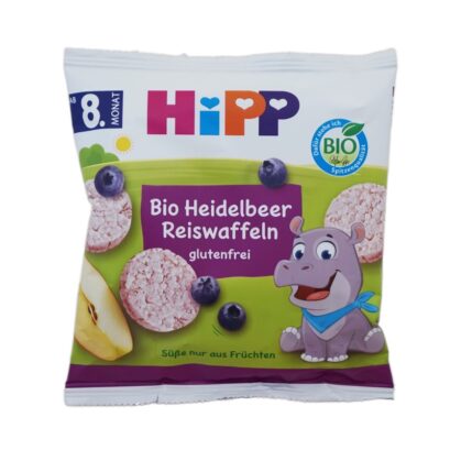 HiPP(ヒップ)お米のポンせんべい ブルーベリー味 8か月から 30gのパッケージ