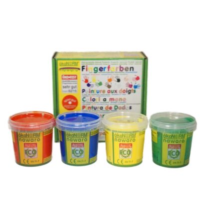 ökoNORM フィンガーペイント絵の具 Aセット 赤・黄・緑・青 4×150gの中身