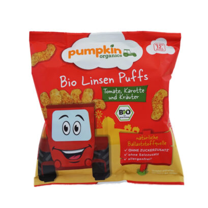pumpkin organics(パンプキン・オーガニクス) レンズ豆スナック トマト・にんじん・ハーブ味 12か月から 20gのパッケージ