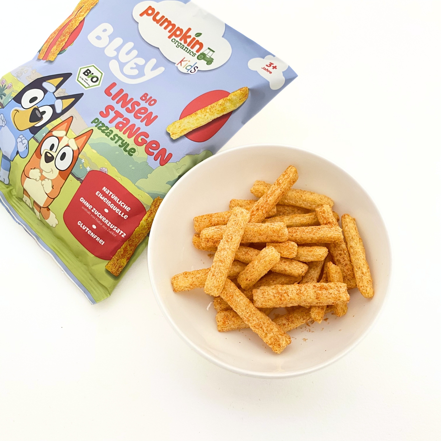 pumpkin organics レンズ豆スティック ピザ味 3歳から 30g の中身